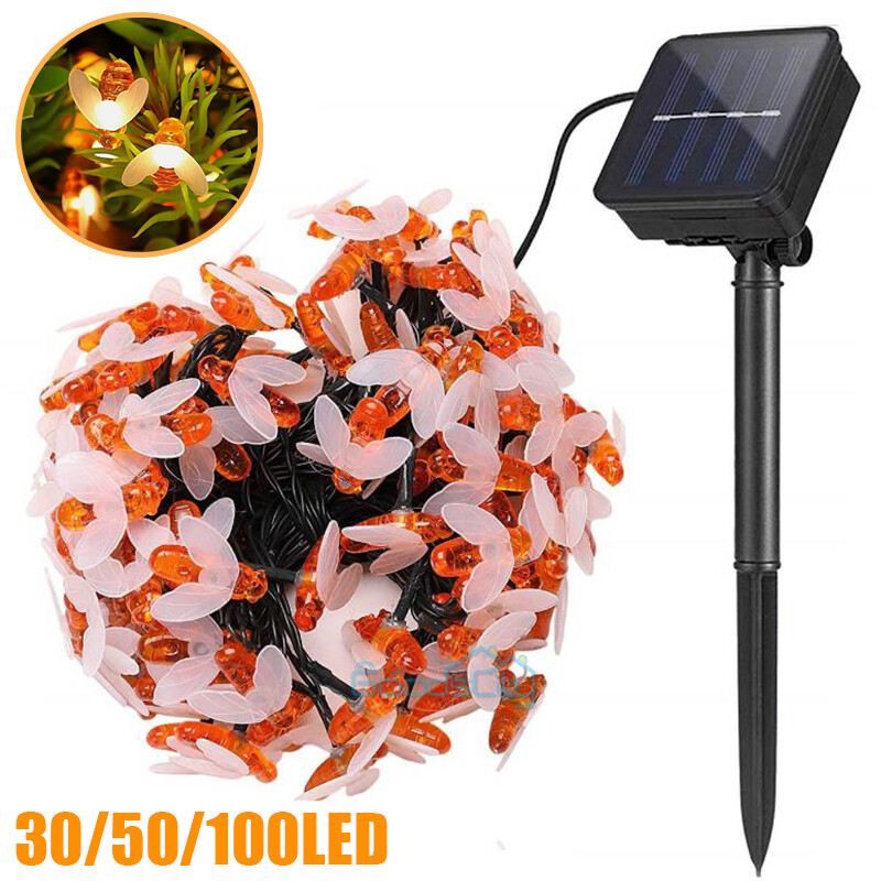 Cadena De Luces abeja Solares 30-100 LED Tira Luz Para Exterior Jardin Navidad-image