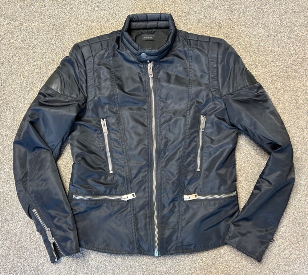 DIESEL Black Mens Jacket Waterproof short Biker Coat Size Medium / UK 38