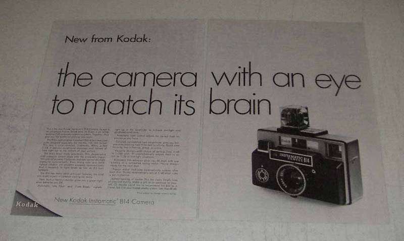 1968 Kodak Instamatic 814 Camera Ad Match Brain Retro Photography Collectible