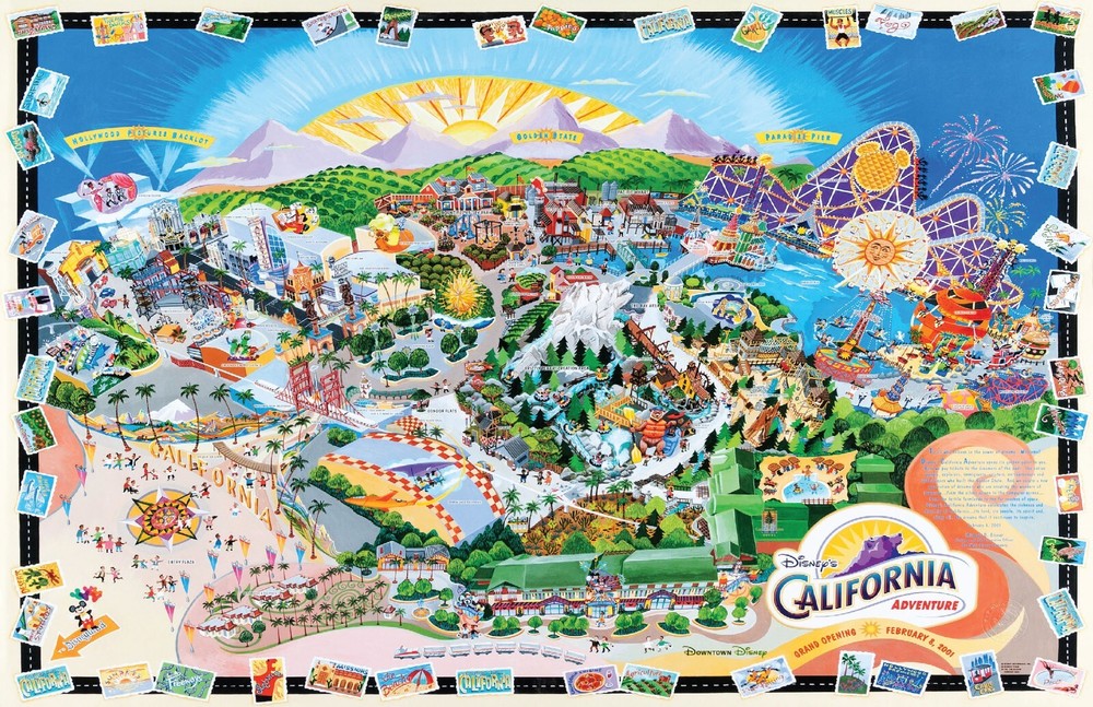 Disneyland California Adventure 2001 13x19 Satin Map Poster Print