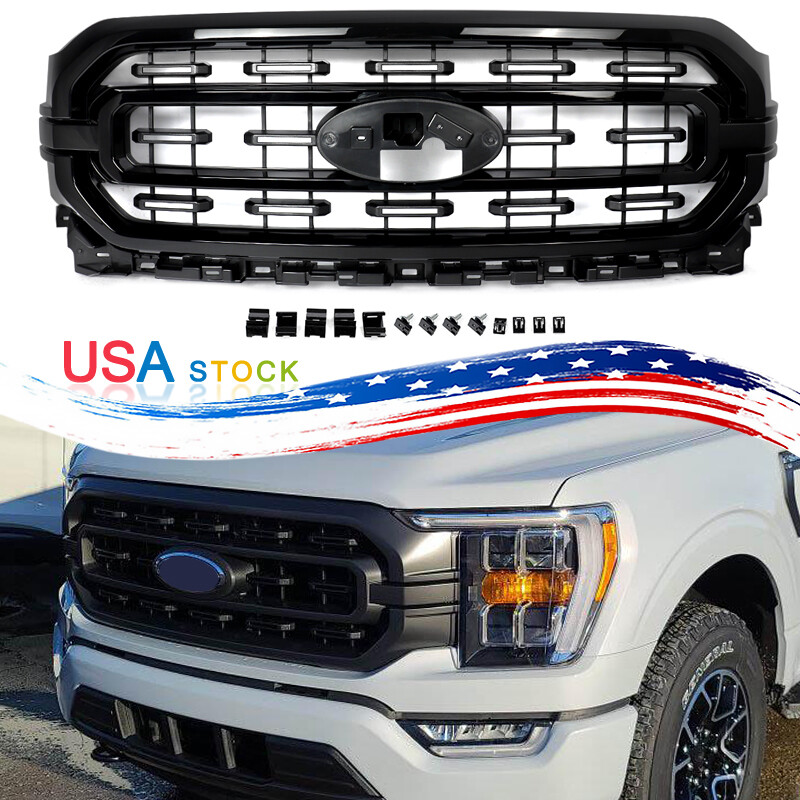 ML3Z-8200-AA For 2021-2023 Ford F-150 XLT Gloss Black Front Bumper Grille Grill