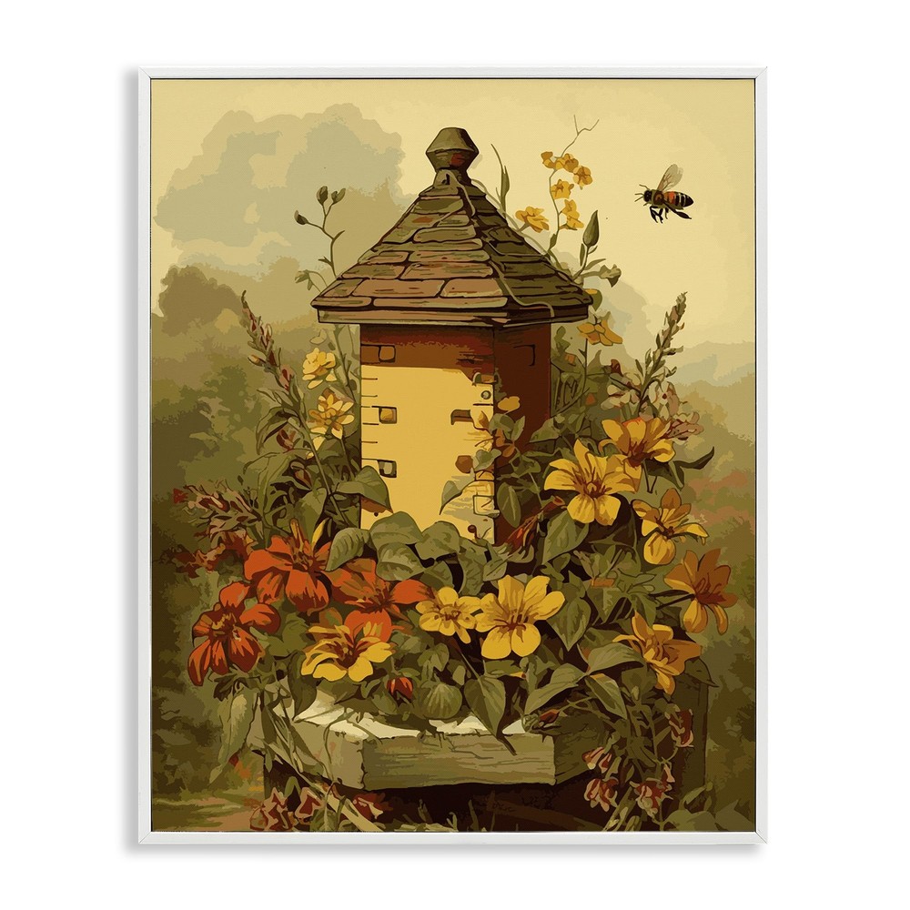 Arte en giclee enmarcado de abejas y arquitectura floral de Lil' Rue-image