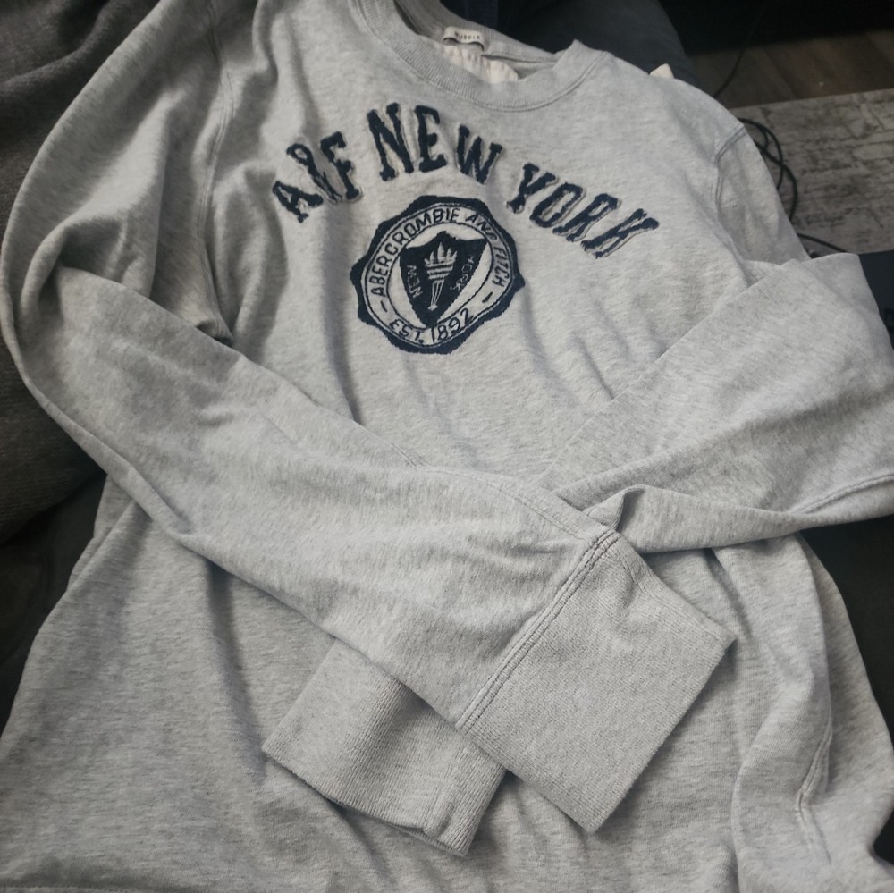 Abercrombie Fitch Muscle Long Sleeve T-shirt  Grey Mens Size M New York. EUC-image