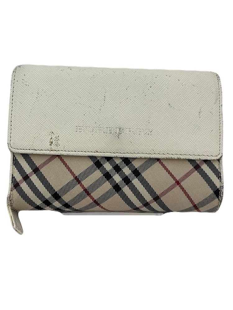 Burberry Fold Wallet White USED T996-8