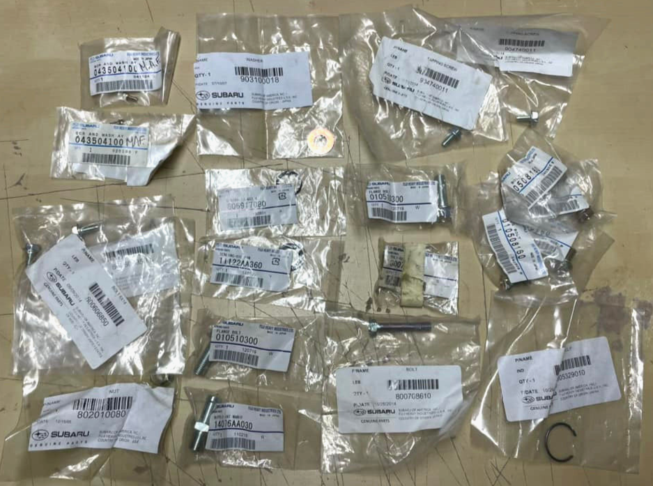 NEW SUBARU Impreza Parts Lot Nuts Flange Bolts Screws Seal O-Ring Circlip ++