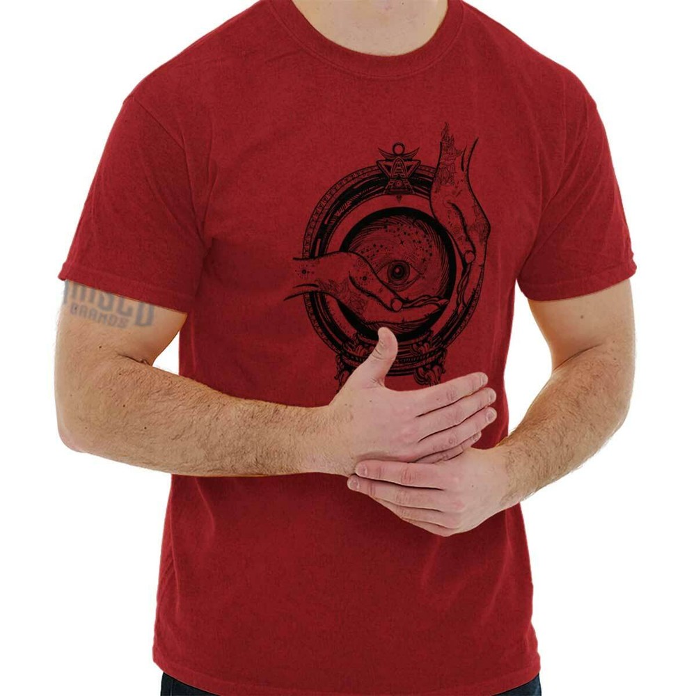Hands Eye Crystal Ball Symbolic Graphic Gift Womens or Mens Crewneck T Shirt Tee
