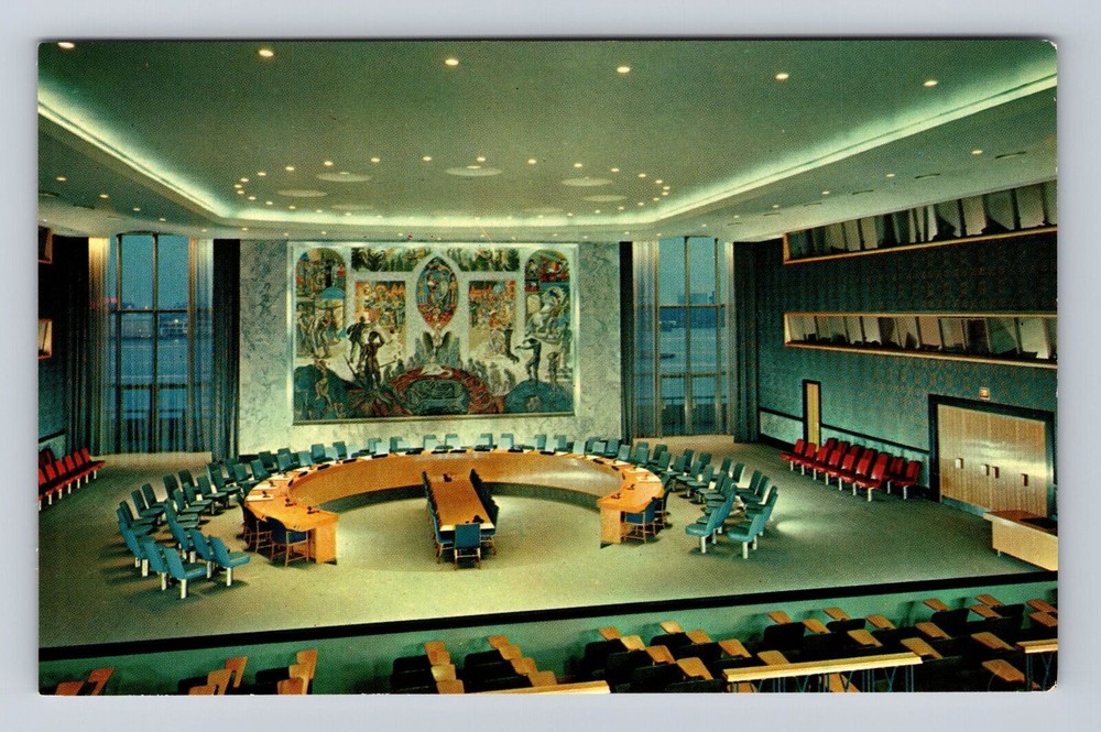 New York City NY- Security Council Chamber, Antique, Vintage Souvenir Postcard