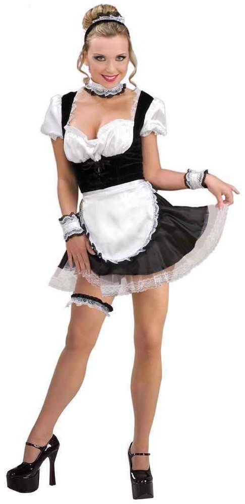 French Maid Kit Upstairs Chamber Fancy Dress Halloween Adult Costume Accessory