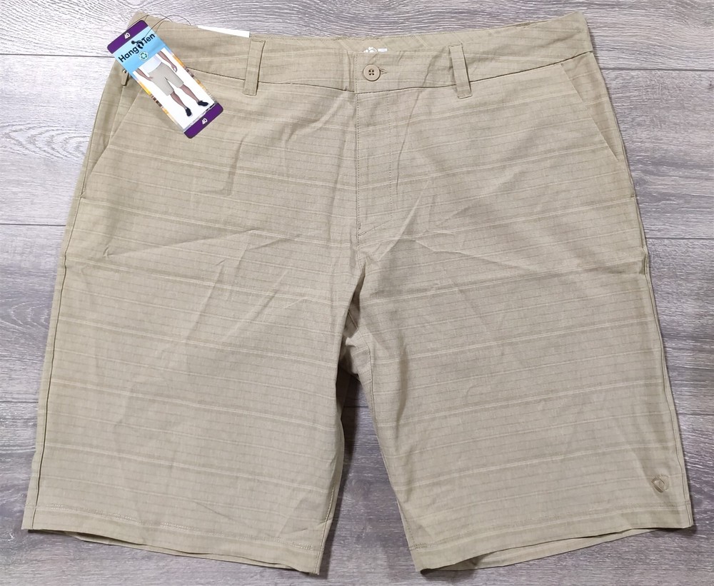 Hang Ten Shorts Adult Size 40 Beige Khaki Hybrid Shorts Summer Wear Mens *Mark