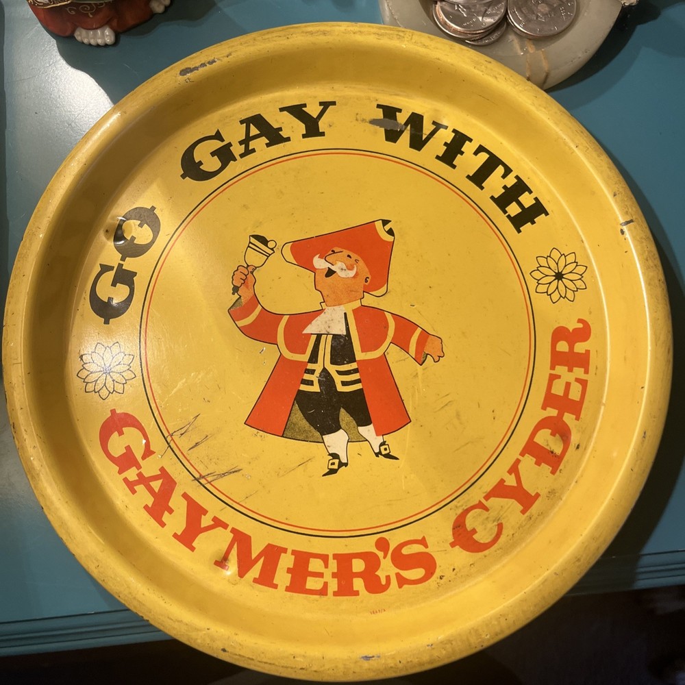 Vintage Go Gay With Gaymers Cider Advertising Tin Tray Old Collectible