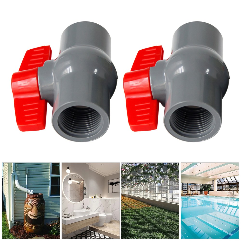 2PCS PVC Ball Valves 2 Inch Inner Hole T-shaped Handle Water Air Liquid Valve
