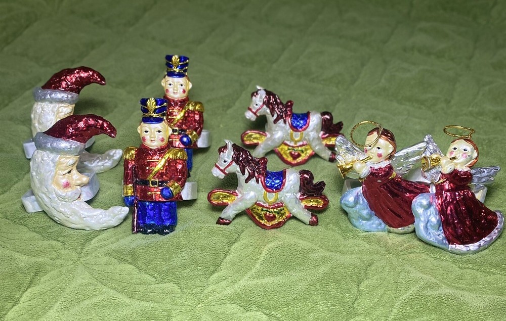 Celestial Christmas Crescent moon Santa Toy Soldier Horse Angel Napkin Rings 8