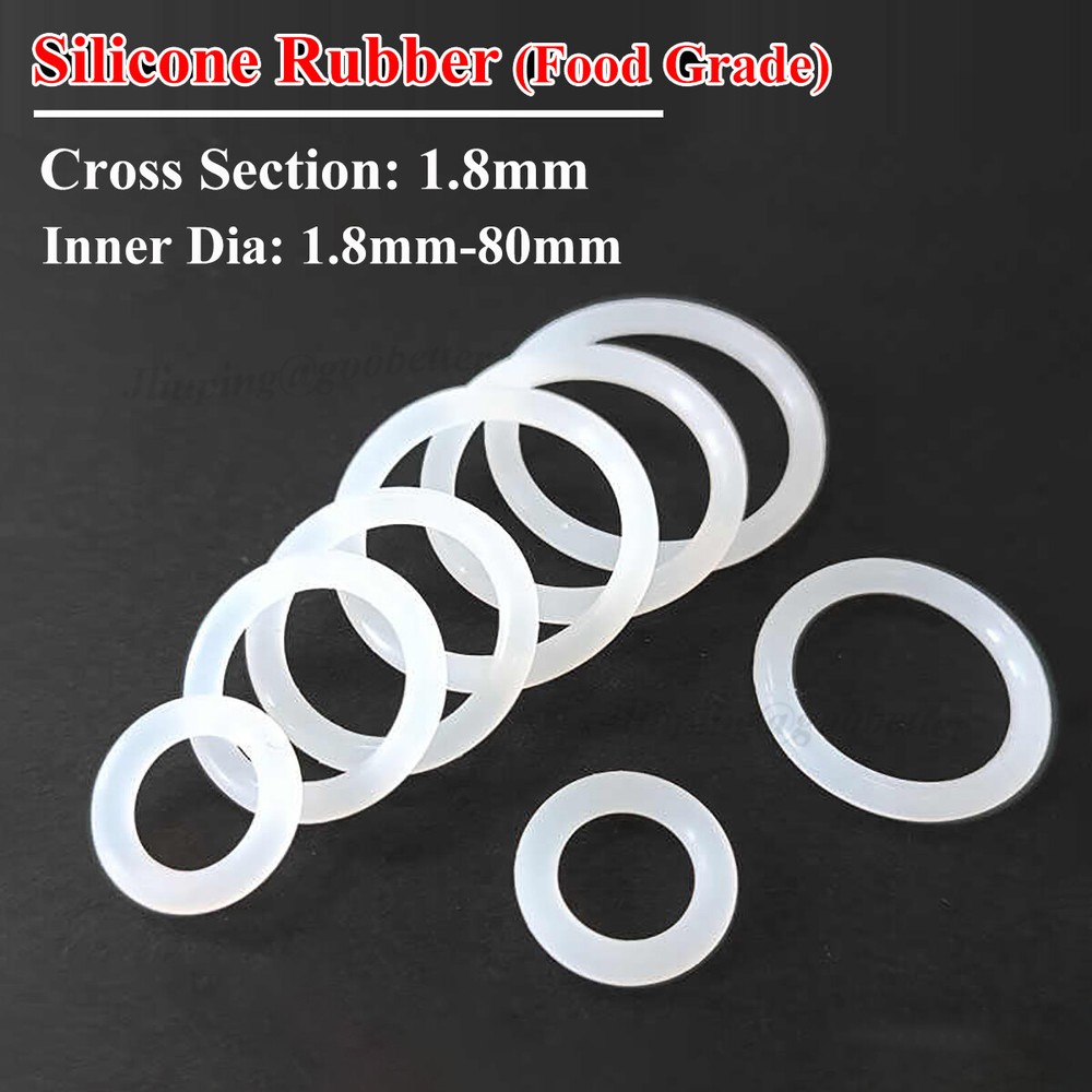 Food Grade White Silicone Rubber O Rings CS 1.8mm ID 1.8-80mm Seal O-Ring Washer