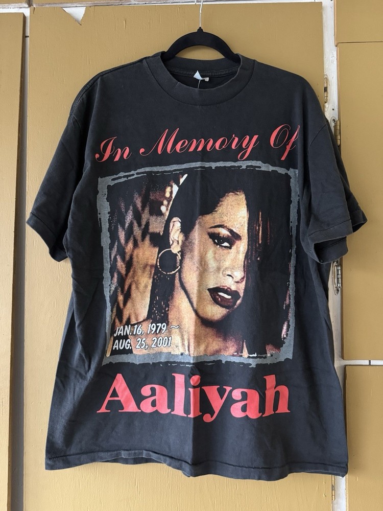 In Memory Of Aaliyah Try Again Vintage Rnb Reprint T-shirt Sz XL Single Stitch-image