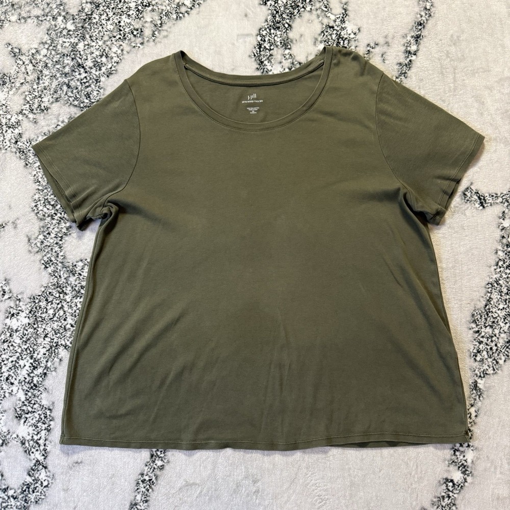J Jill Tee Womens Size 2X Green Scoop Neck 100% Pima Cotton Short Sleeve Shirt