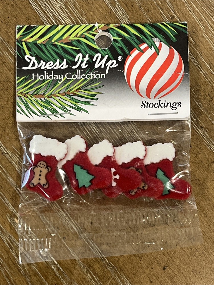 Vintage Christmas Stockings Buttons Jesse James Dress It Up New