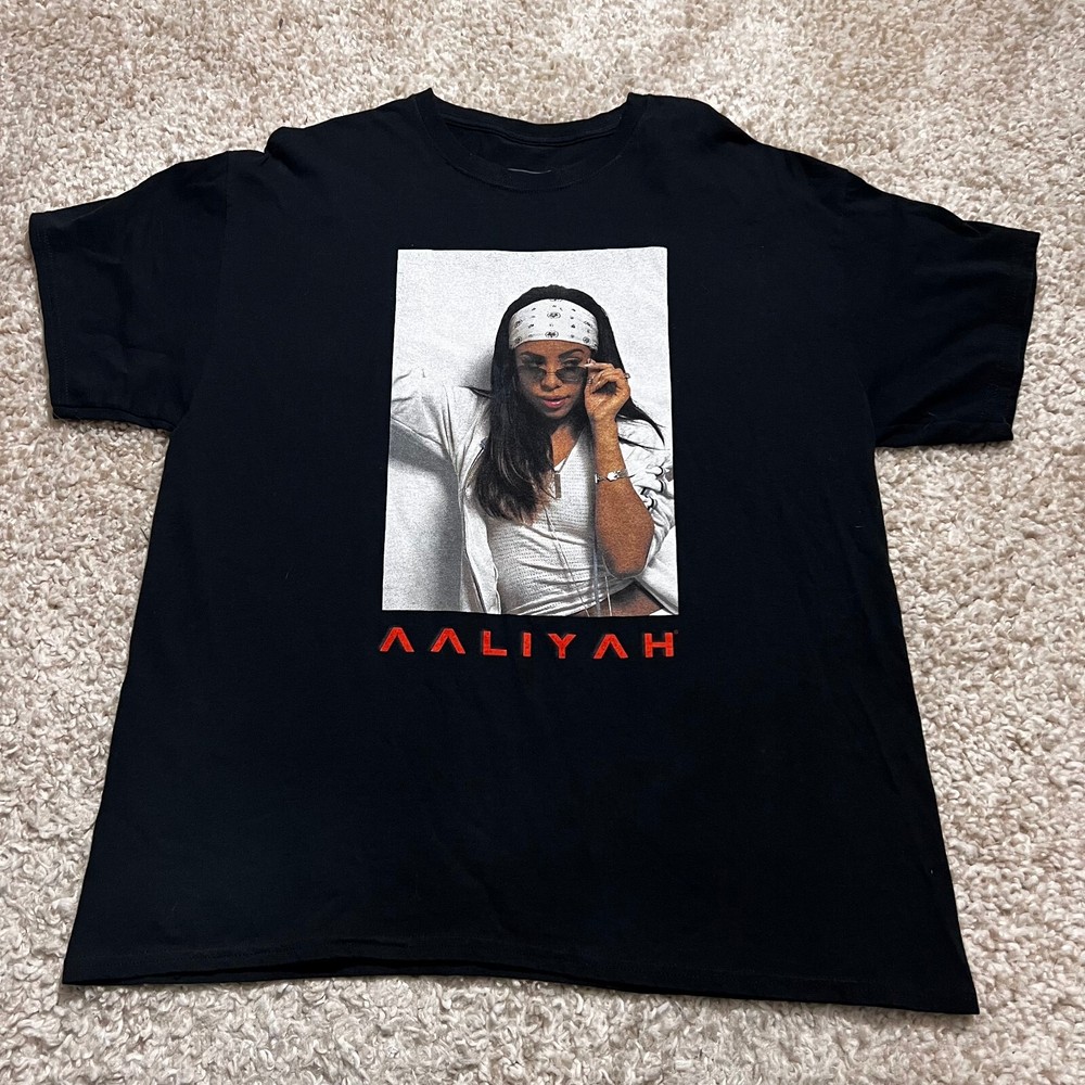Aaliah Shirt Men Extra Large Black Concert R&B Singer Music Classic Graphic Tee-image