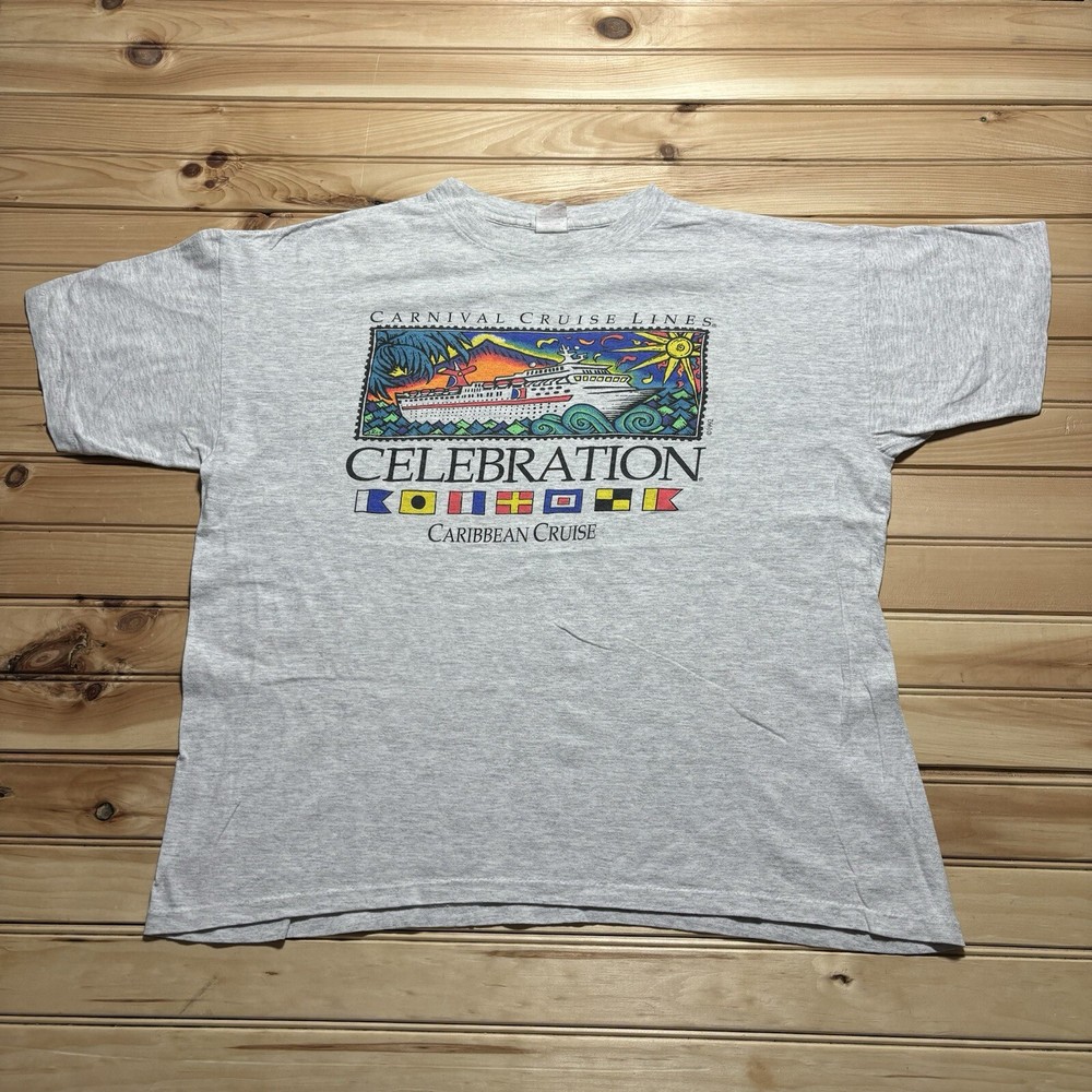 Vintage 90s Carnival Cruise Line Celebration Ship Tropical Getaway Shirt Size XL
