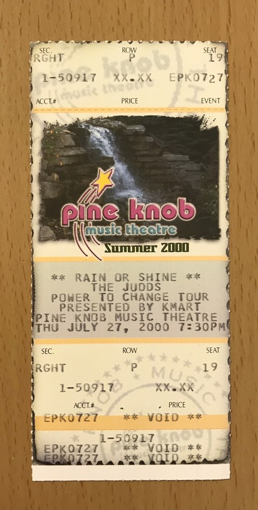 2000 THE JUDDS POWER TO CHANGE TOUR PINE KNOB DETROIT CONCERT TICKET STUB
