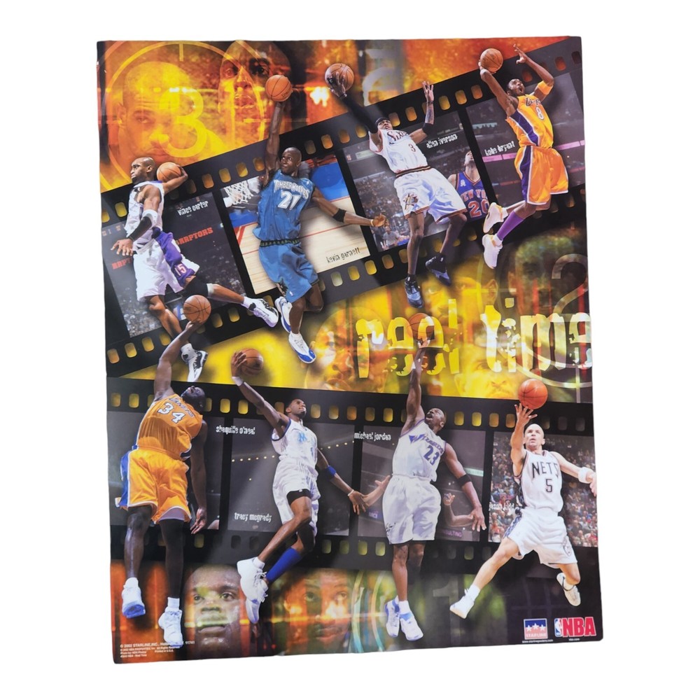 Vtg NBA  Basketball Poster Starline 2002 Kobe Bryant /  Michael Jordan 16 X 20