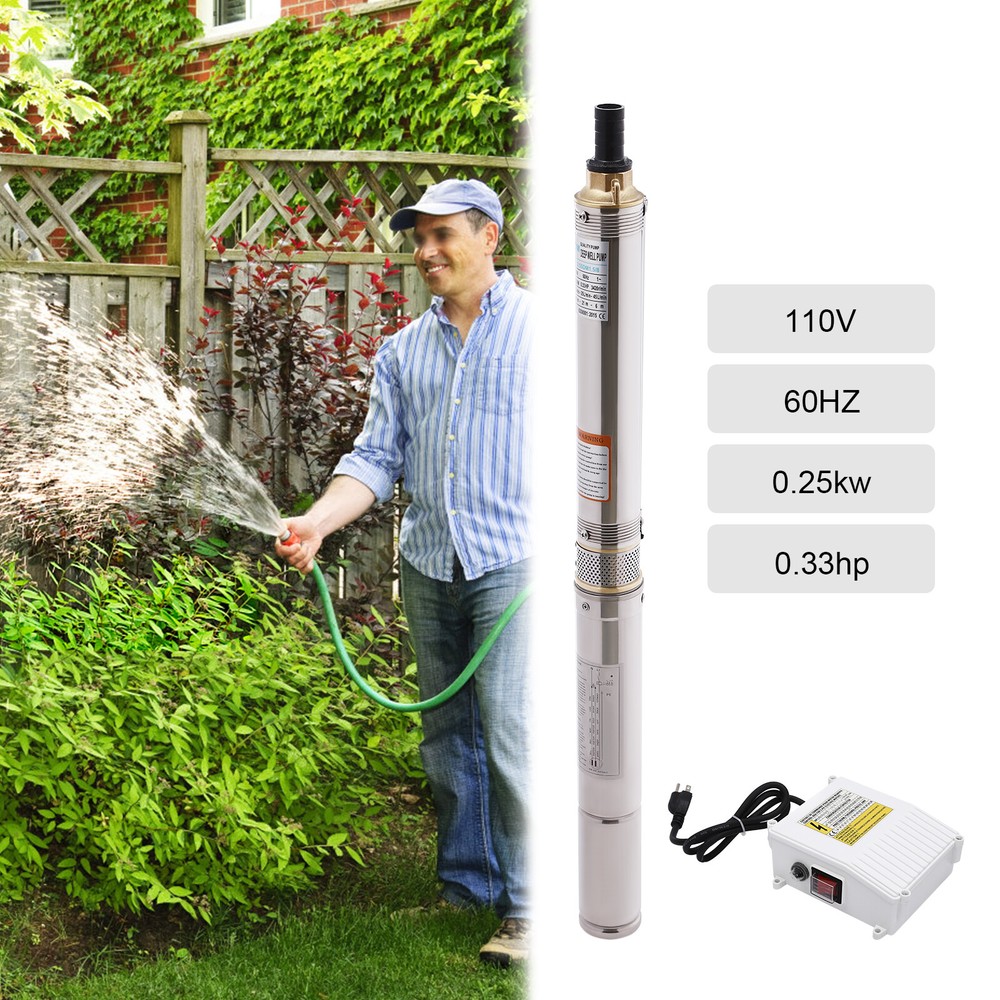 0.33HP Submersible Water Pump Deep Well Pump Stainless Steel For Farm Irrigation