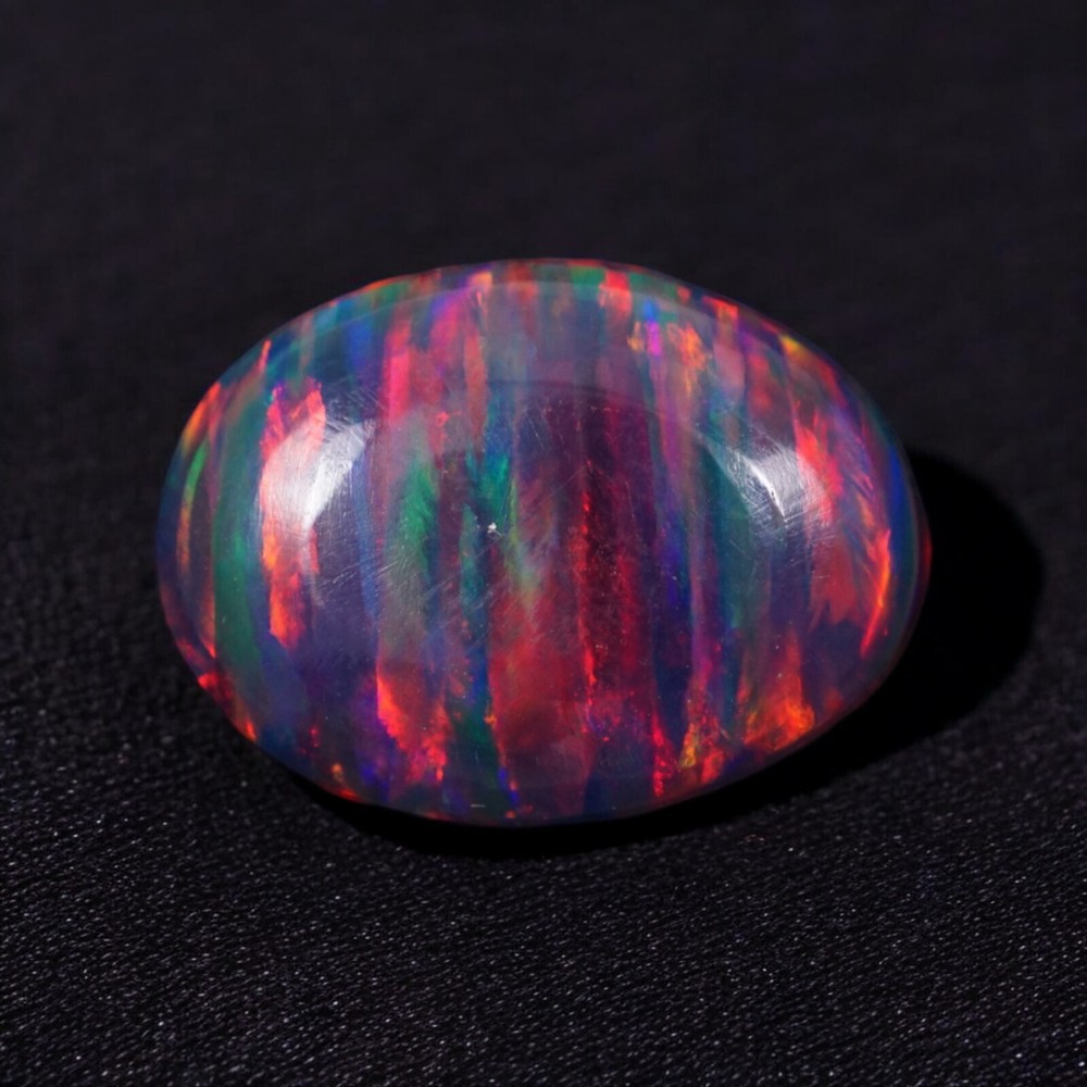 AAA+ Black Fire Opal Oval Cabochon 14x10mm 3.29ct Australian Loose Gemstone-image