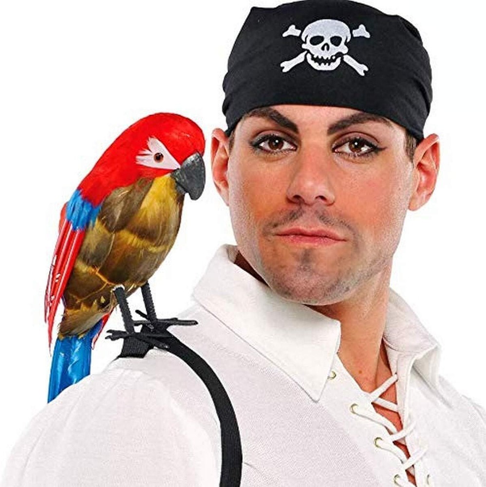 Pirate Parrot w/Shoulder Strap Caribbean Fancy Dress Halloween Costume Accessory