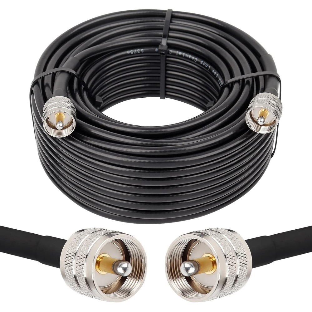 Outdoor-Ready 50ft RG8x Coax Cable with Strong PL259 Male Connectors - Low Loss