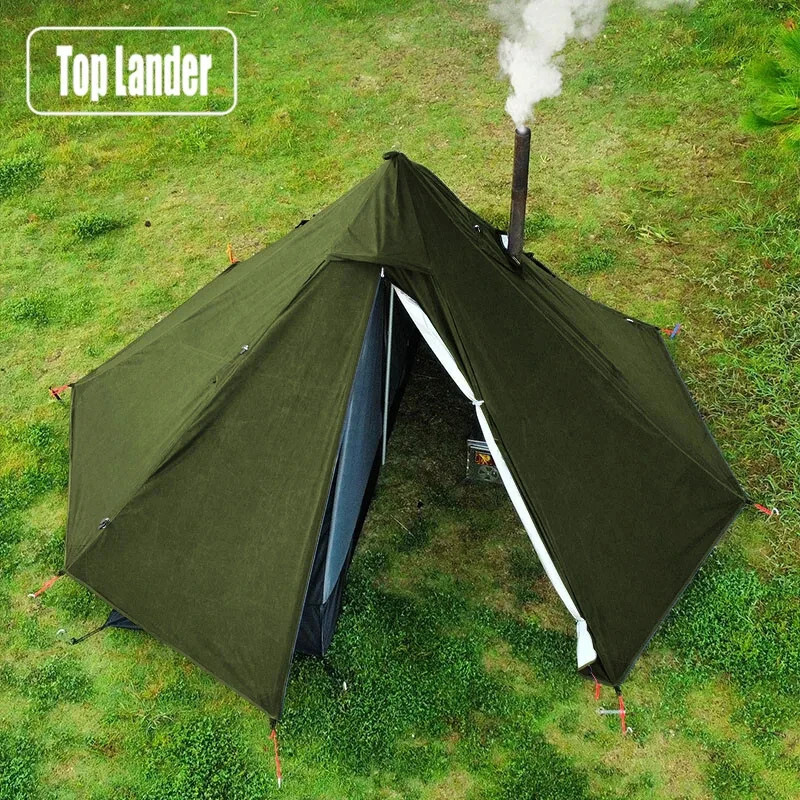 Camping Hot Tent with Chimney Window Outdoor Ultralight Tipi Teepee Tent Pyramid