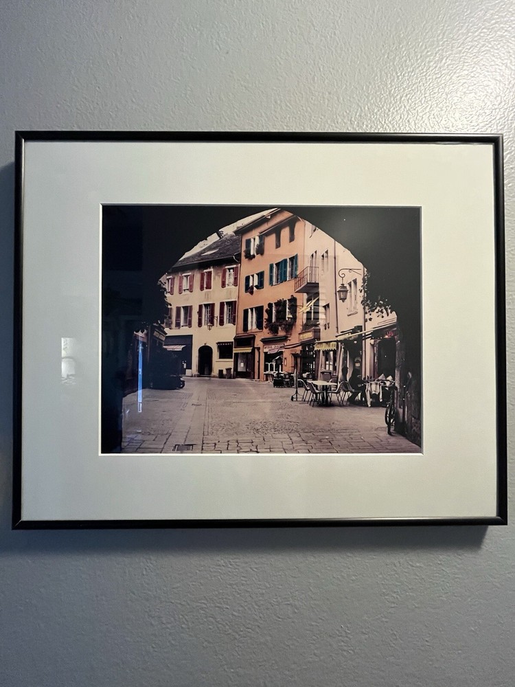 Original Framed Color Photograph Of Annecy Arch Cafe By Allan I. Teger