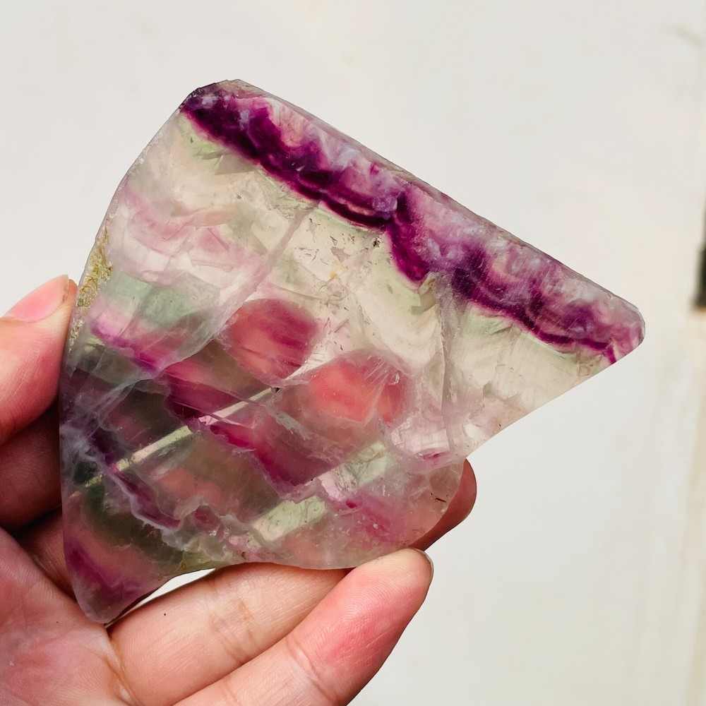 120g Natural Clear Rainbow Fluorite Slice Crystal for Healing and Collection