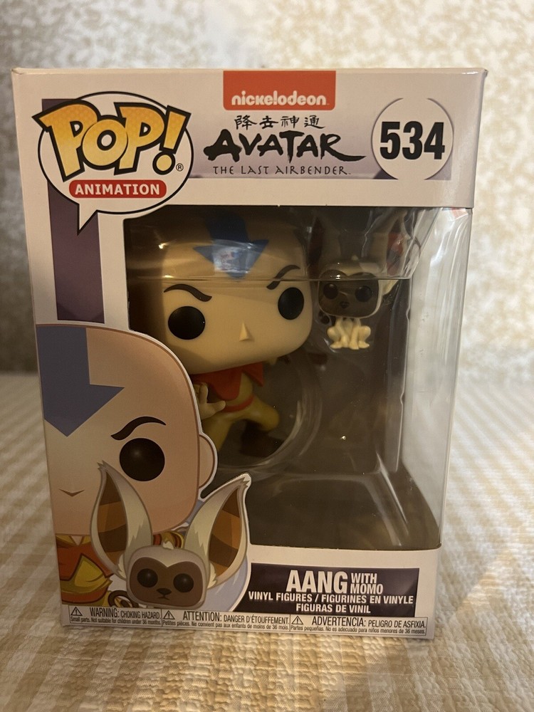 Funko Pop Animation: Avatar - Aang with Momo Vinyl Figure w/ pop protector *Mint-image