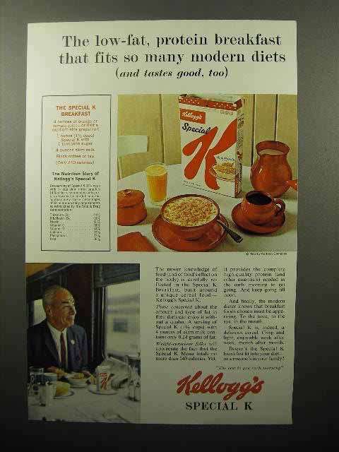 1963 Kellogg's Special K Cereal Ad - Low-fat, protein