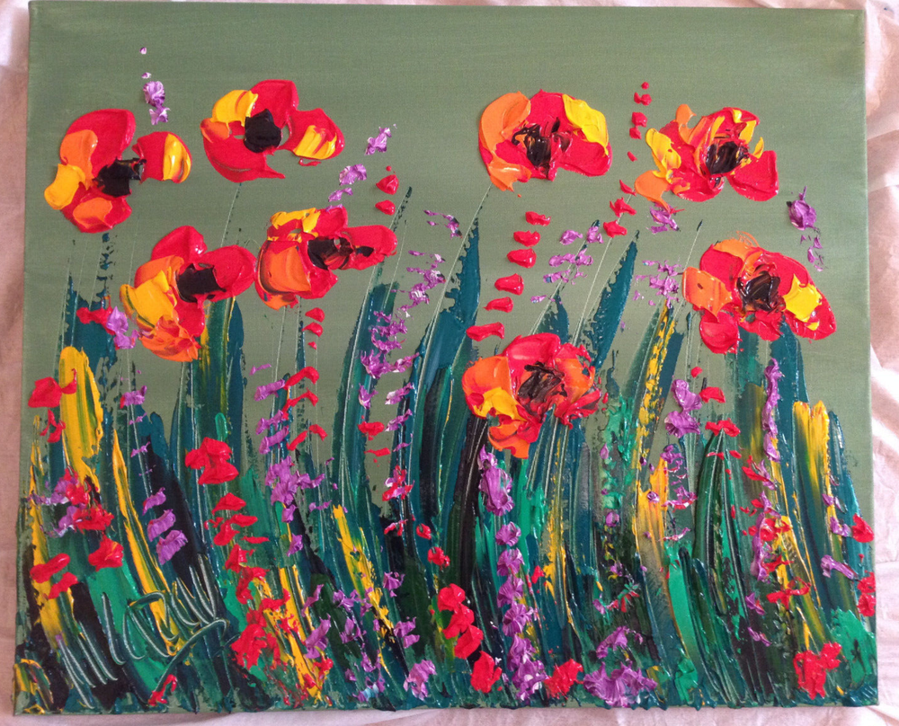 RED POPPIES FLOWERS  by Kazav   Painting Stretched Canvas RGG67RI6