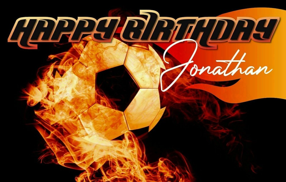 Football Fire Custom Happy Birthday Banner Personalized Poster M1911