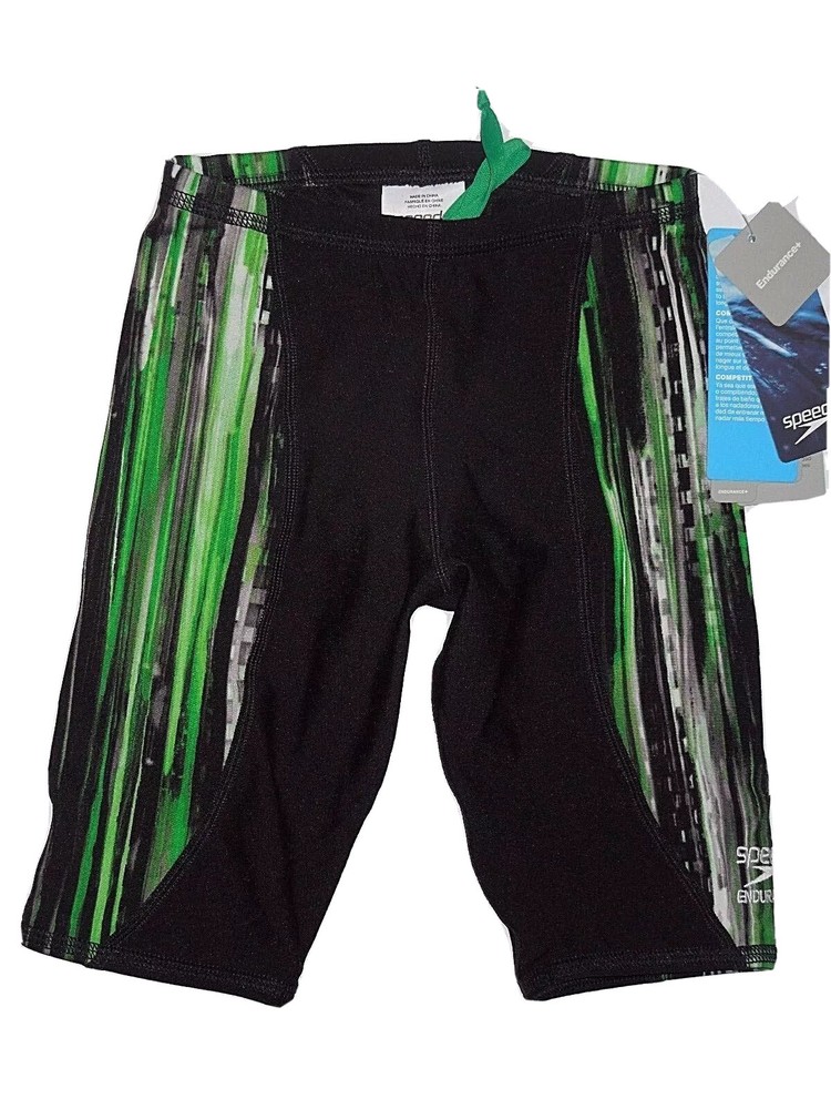 Speedo Deep Within Jammer Competition Swim Shorts Swimsuit -sz 22 -Black / Green