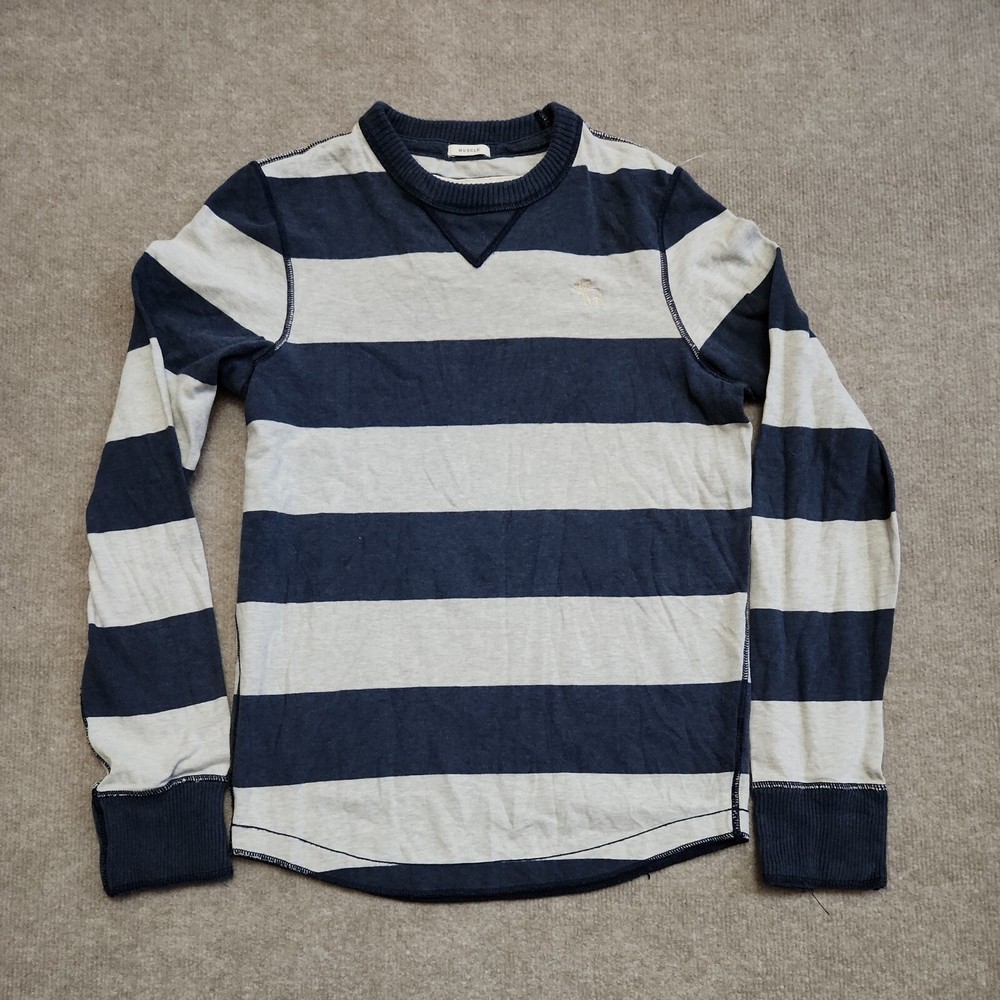 Abercrombie & Fitch Muscle Shirt Men's Small Blue Gray Embroidered Moose-image