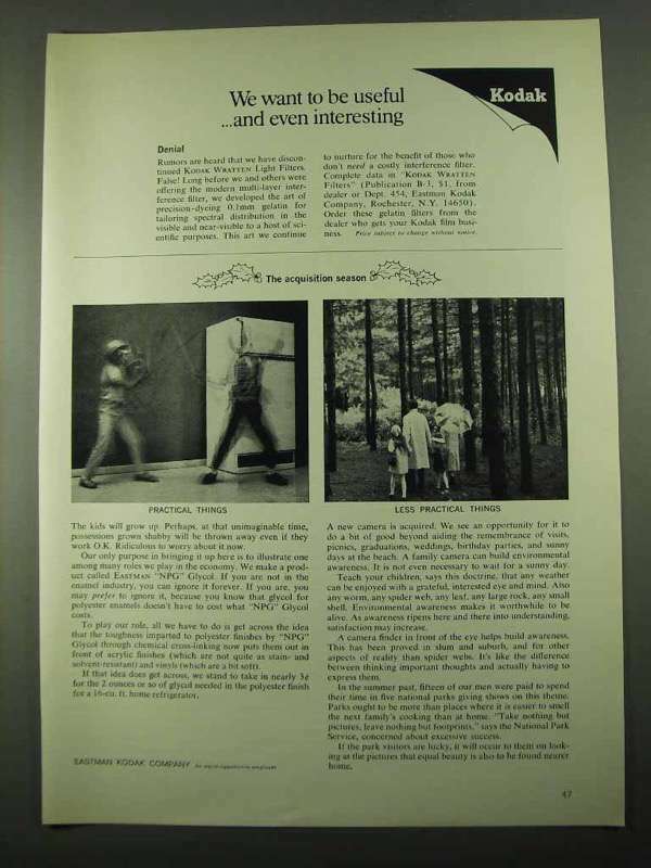 1969 Kodak Wratten Light Filters & NPG Glycol Vintage Ad
