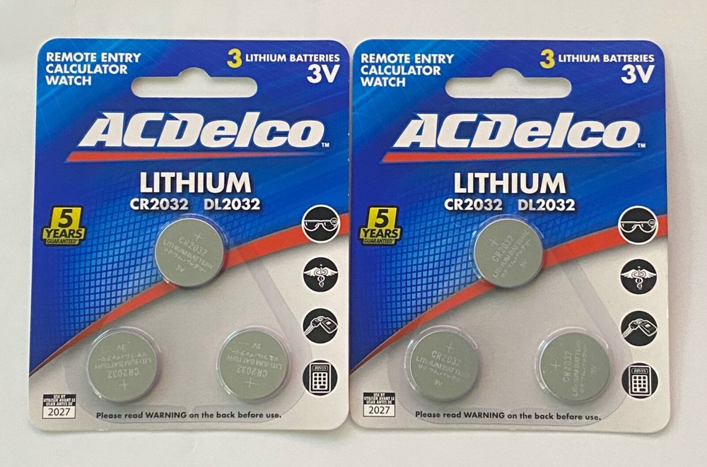 ACDelco CR2032 Lithium 3V Battery | 2 Packs - 6 Count, Factory Sealed!