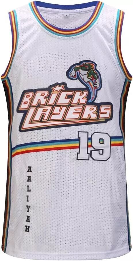 Aaliyah #19 Bricklayers Rock N Jock Basketball Jersey White Black Sewn New-image