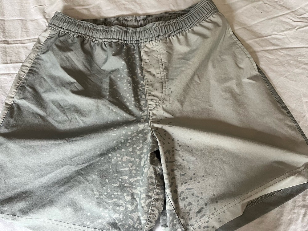 Chubbies Lined shorts 7” Small Gray with geometric lined theme