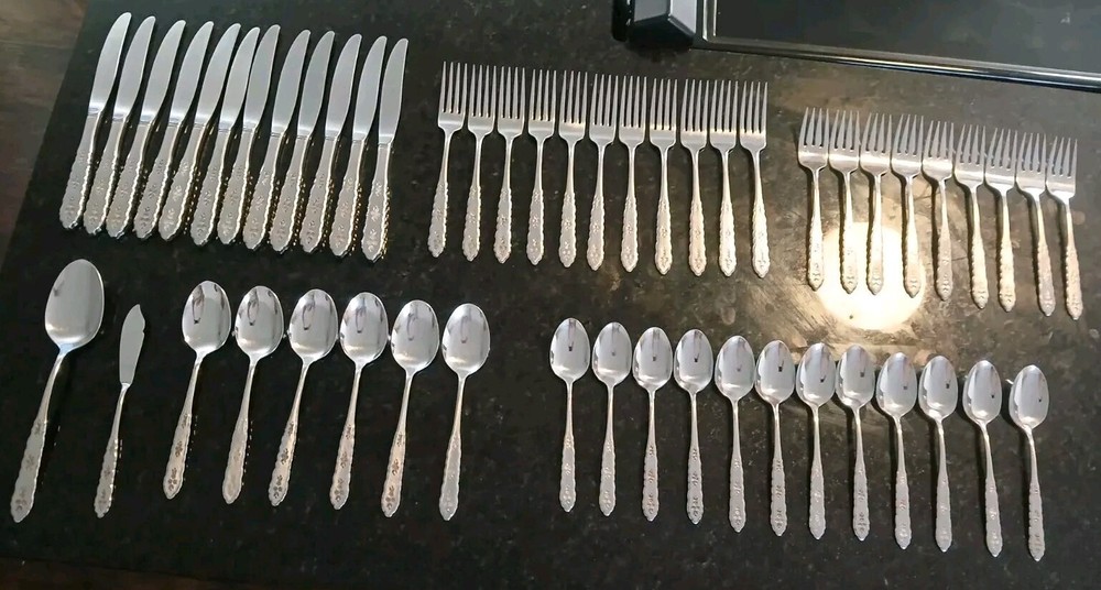 Oneida Floral Bouquet Stainless Steel Deluxe Distinction Set Of 52 Flatwear