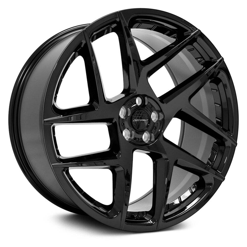 Defiant DF05 22x10 Black Wheels 5x120.65 72.56mm Offset Set of 4 Rims
