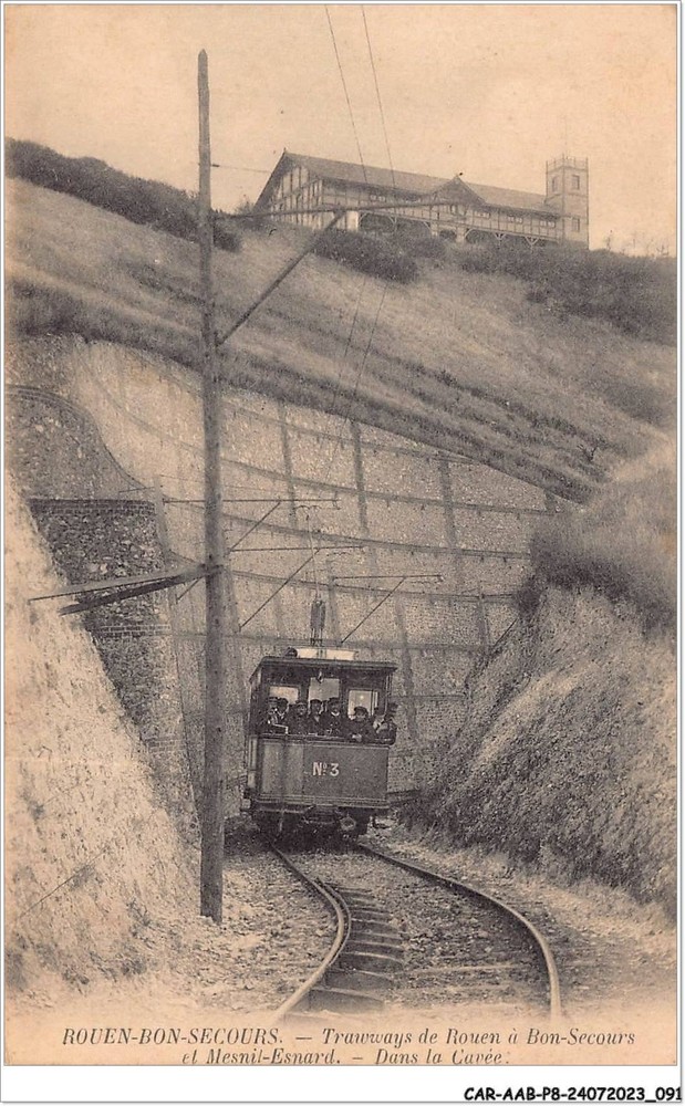 CAR-AABP8-76-0619 Rouen-Bon-Secours Tram Di Rouen Buono-Rilievo Me