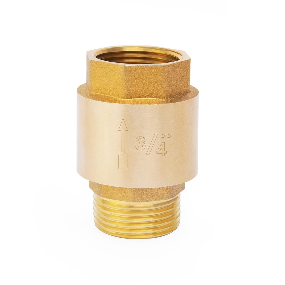 Brass In-Line Spring Check Valve DN20 3/4 Male x Female Thread One-Way Flow Control