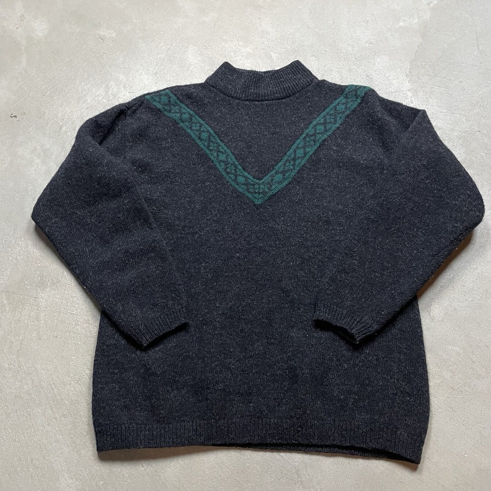 Vintage Gap Sweater 90s Mock Neck Women’s Celtic Charcoal Lambswool