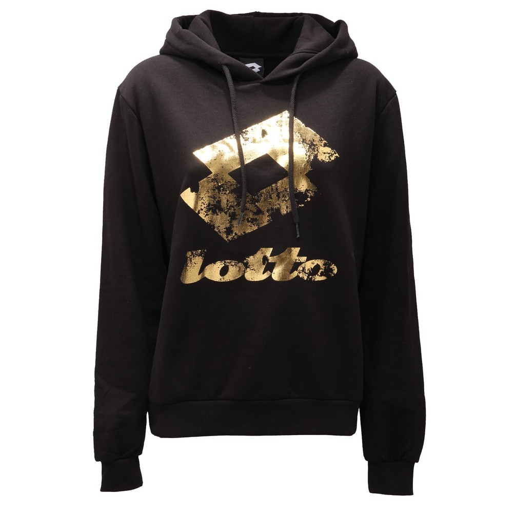 3166AE Black Cotton Print Hoodie for Women with LOT Design