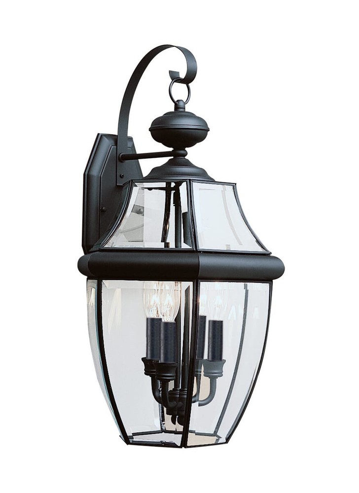 Sea Gull Lighting Lancaster 3-Light Black Outdoor Wall Lantern 8040-12
