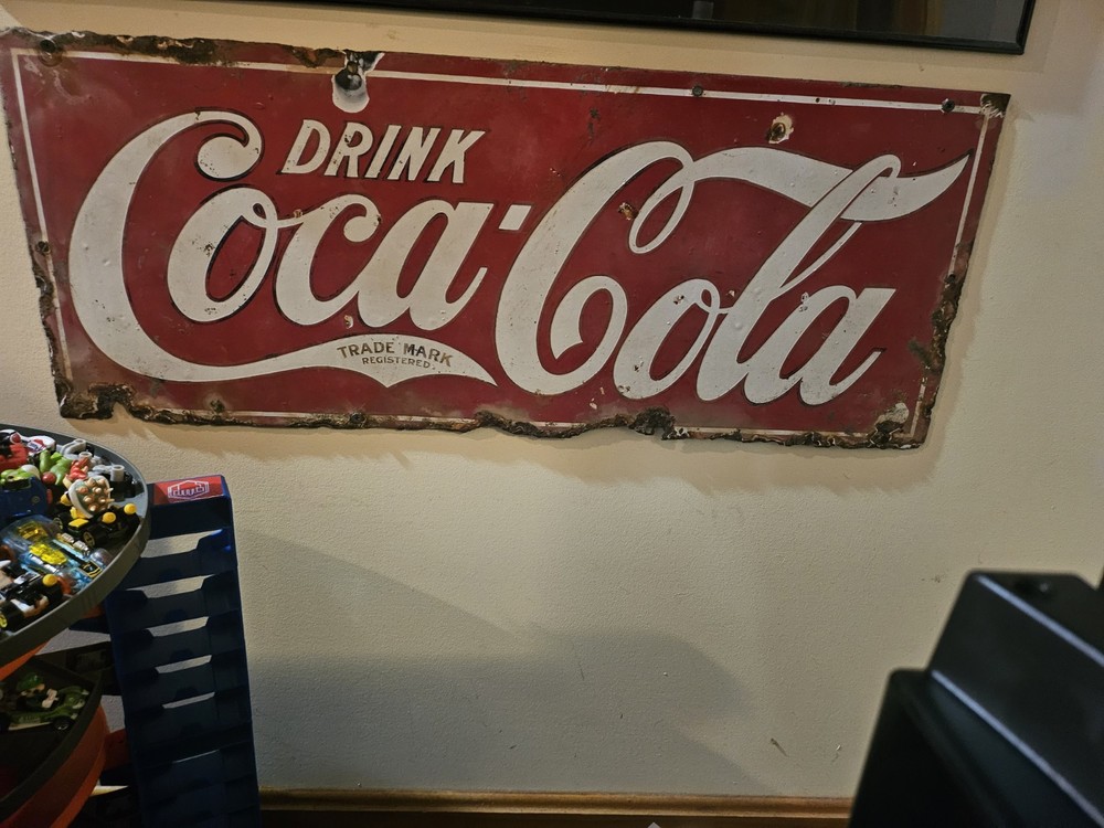 Vintage Early 1900s Drink Coca Cola Porcelain Advertising Sign 30