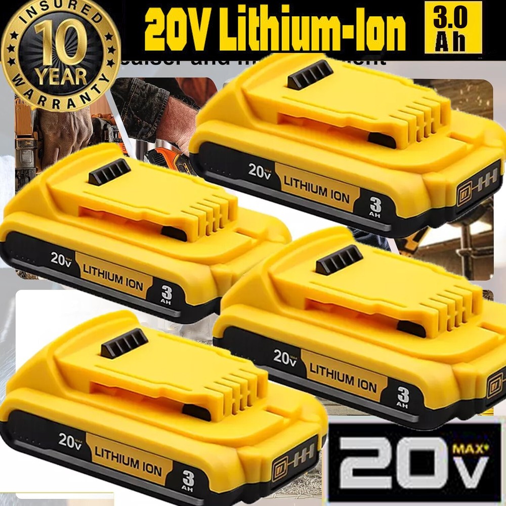 4pack 20V Li-ion 3.0Ah DCB206-2 Battery For Dewalt DCB200 20 Volt Power Tools